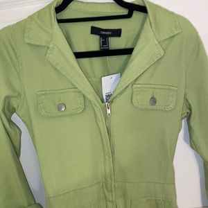 Notched Zip-Up Jumpsuit